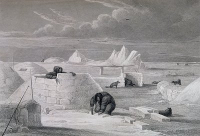 Eskimaux Building a Snow-Hut, from 